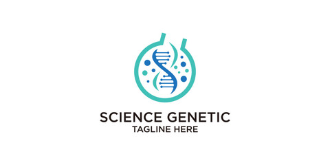 logo design genetic and lab,experiment,molecule,biology,science,medicine,design icon,creative,elegant.