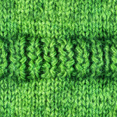 Seamless 4k photo texture of geen colored woven knitted wool sweater.
