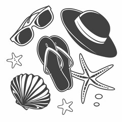 Summer vacation essentials stylish cutout illustration