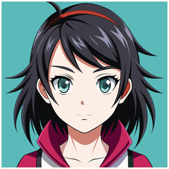 Anime Girl Character Illustration – Japanese Manga Style, Cute Female Anime, Vector Art, Digital Drawing, Manga Girl, Japanese Girl Character, Cartoon Girl, Stylish Anime Girl