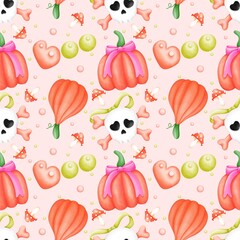 Cute Halloween Pumpkin Ghost Pattern
.Boo Festive Design.Playful Ghost Pumpkin Seamless.Adorable Halloween Boo Wrap