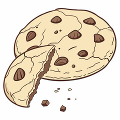 Delicious chocolate chip cookie isolated on white background