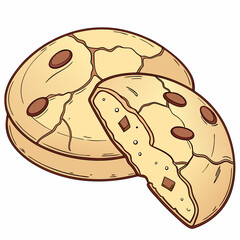 Delicious chocolate chip cookies isolated on white background