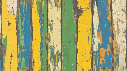 Fototapeta premium Vibrant Colorful Peeling Paint Wooden Texture Background