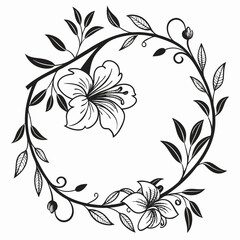 Elegant floral wreath black and white design