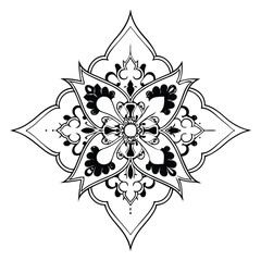 Simple mandala design for coloring. Vector floral mandala. Geometric ornamental mandalas. bold and easy coloring pages, mandala victor. mandala illustration. mandala line art