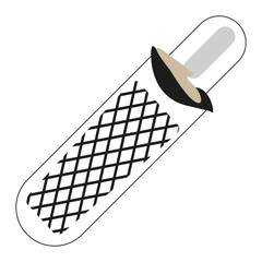 Outlined snack icon. Vector cream roll. Waffle dessert shape. Black white topping. EPS 10.