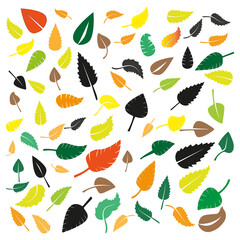 Leaf vector icon. Autumn scatter symbol. Colorful leaf pattern. Bright white background.