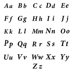 Italic letters pack. Slanted serif type. Flowing font style. Vector calligraphy sheet.