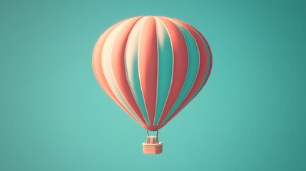 Naklejka premium Pastel Pink and Teal Striped Hot Air Balloon Illustration