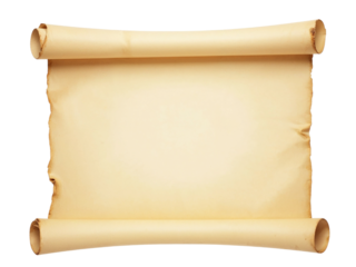 Antique parchment scroll isolated on transparent background