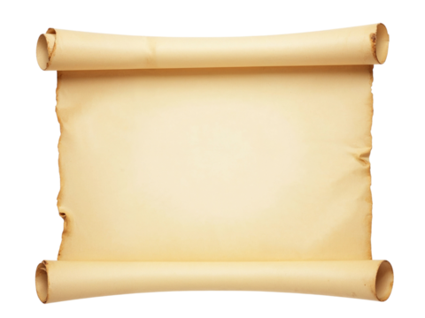 Antique parchment scroll isolated on transparent background