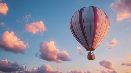 Fototapeta premium Pink Sunset Hot Air Balloon Ride Scenic Cloudscape