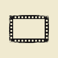 Distressed Film Strip Frame: Retro Grunge Border Vector
