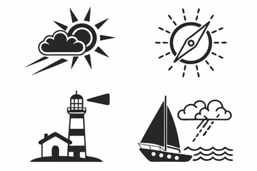 lighthouse icons set