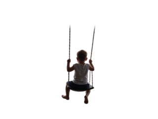 Child on swing set isolated on transparent background