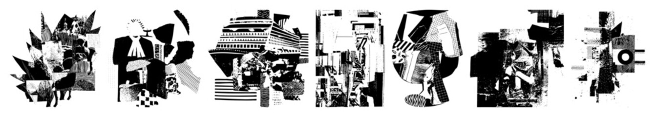 Obraz premium Vector Abstract architectural forms create a dynamic monochrome vector composition.