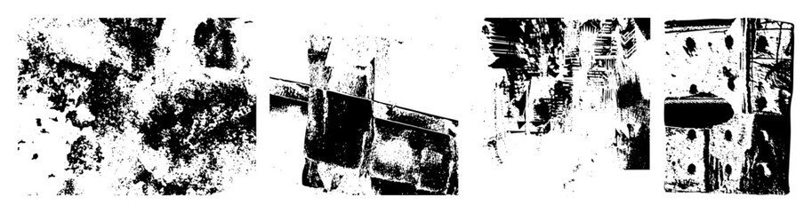 Fototapeta premium Vector Abstract architectural elements and textured brushstrokes form a dynamic composition.