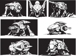 Fototapeta premium Mechanism set, retro, vintage, steampunk, cyberpunk, decorative elements. Ideal design for social media, cover, banner, flyer, music, ads. 