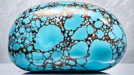 Stunning Blue Turquoise Gemstone Polished Pebble Oval Shape