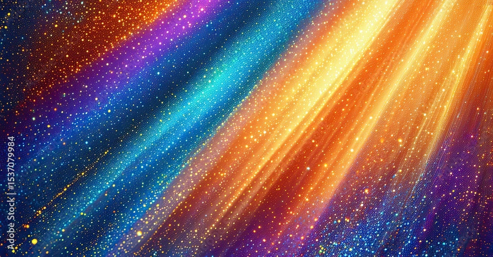 Poster vibrant colorful light streaks radiate. spectrum blends create dazzling visual effect. brightness do