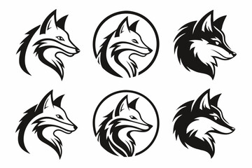 Obraz premium black and white wolf icons