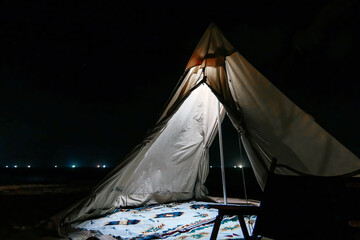 tent in the night
