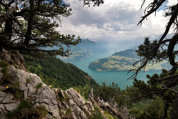 Lake Lucerne near Rigi Hochflue in Central Switzerland on a beautiful summer day