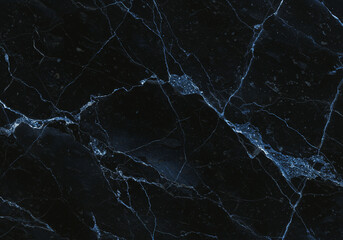 A moody and elegant dark onyx marble texture with a faint blue iridescent glow and natural veining. This seamless design offers a mysterious and luxurious feel, ideal for fantasy visuals, game design