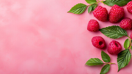 fresh raspberry on green leaves