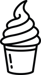 Whimsical Swirls: A minimalist line art illustration showcases a perfectly crafted soft-serve ice cream in a cup, ready to delight.