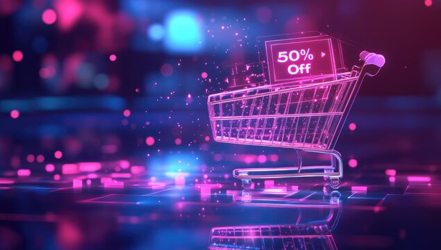 Digital shopping cart with 50% off