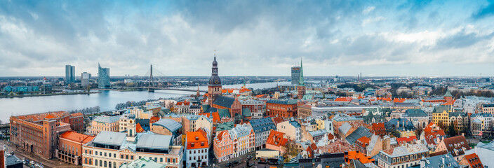 panoramic view at the city center of riga