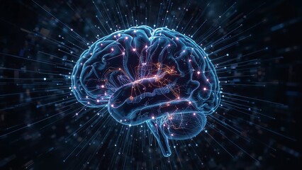 Obraz premium Detailed illustration of a digital brain.