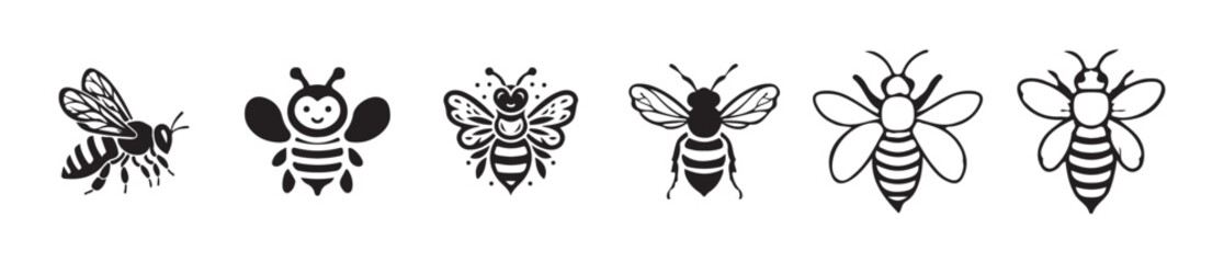 Cute Cartoon Bee line icon. Vector Illustration eps 10