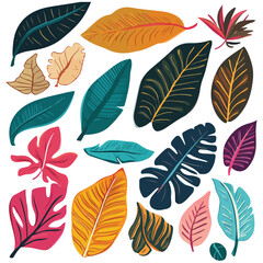 Obraz premium Set of spring leaves, Vector illustration