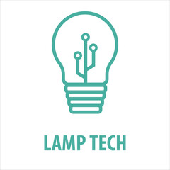 A innovative And modern logo illustration featuring a light bulb with technological elements, perfect for tech companies, startups, or innovative business that value creativity and illumination 