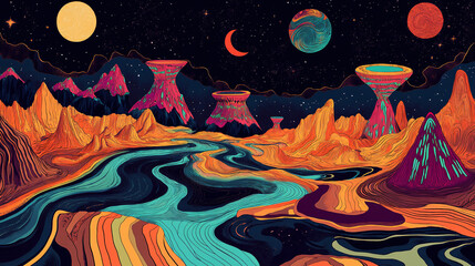 delusional graphic for a artistic poster or band merch.