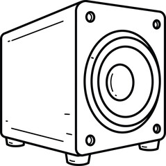 Loudspeaker Illustration: A high-quality illustration of a modern loudspeaker, depicting its design and components with precision and clarity.