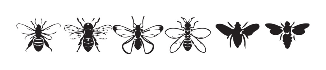 Cute Cartoon Bee line icon. Vector Illustration eps 10