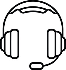 Headset Illustration: A clean and simple outline illustration of a headset, perfect for representing communication, support, or audio-related concepts.