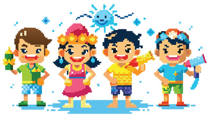 Pixel Art of Water Festival – Splashing Celebration in Pixel Style