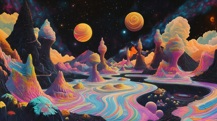 delusional graphic for a artistic poster or band merch.