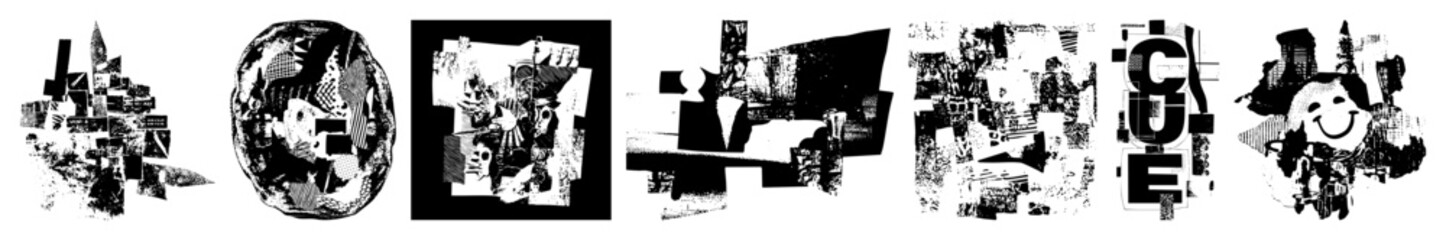 Fototapeta premium Vector Abstract geometric shapes and fragmented typography create a dynamic .