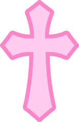 Obraz premium Pink Christian Cross Flat Style Illustration. Cute Religious Symbol Vector Isolated. Transparent background. SVG.