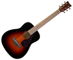 Guitar. Acoustic guitar with metal strings. Natural wooden string instrument. Musical, instrumental, equipment. Musical band. Shop musical instruments. Folk, jazz, rock instrument. Isolated background