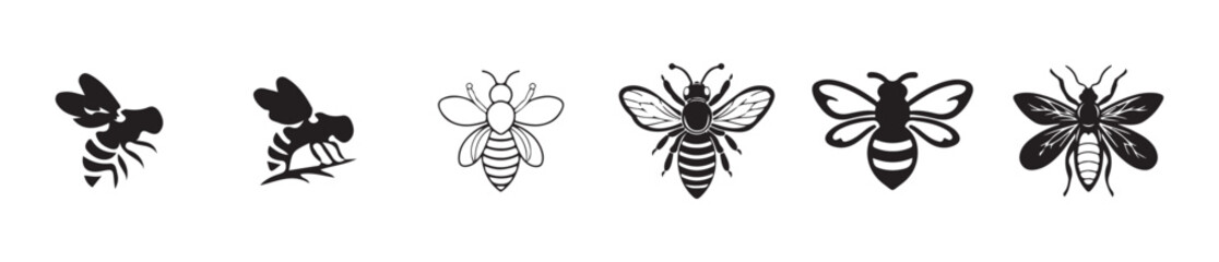 Cute Cartoon Bee line icon. Vector Illustration eps 10