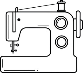 Sewing Machine's Precise Stitches: Capturing the essence of craftsmanship and design, a line art depiction of a sewing machine, showcasing the tools of sewing and creating threads of artistry.