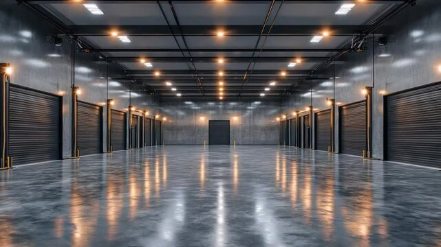 Spacious Industrial Garage with Polished Concrete Floor