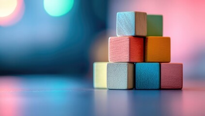 Colorful wooden blocks pyramid